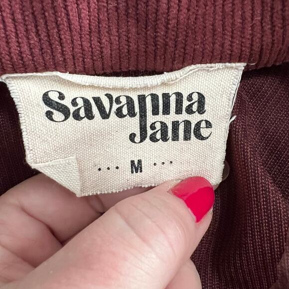 Savanna Jane Corduroy Wine Color One Button Blazer Size Medium - Picture 6 of 7